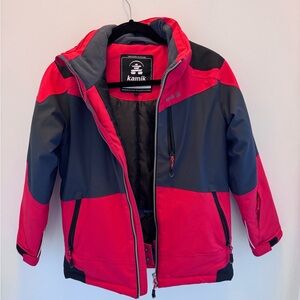 Boys Kamik Jacket Vibrant Red and Dark Gray